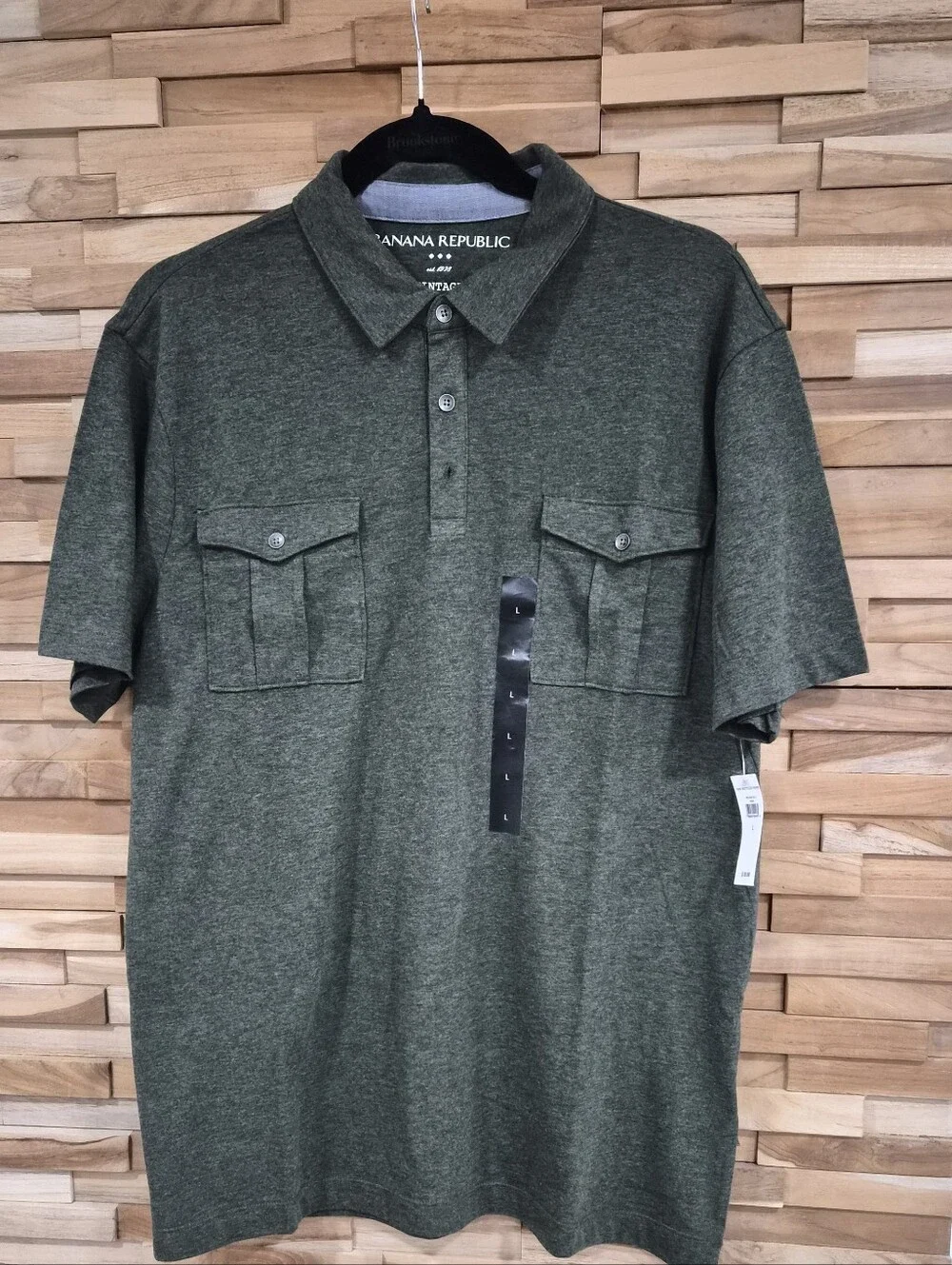 Banana Republic Men's Olive Polo with Chest Flap Pockets - Size L - New With Tag